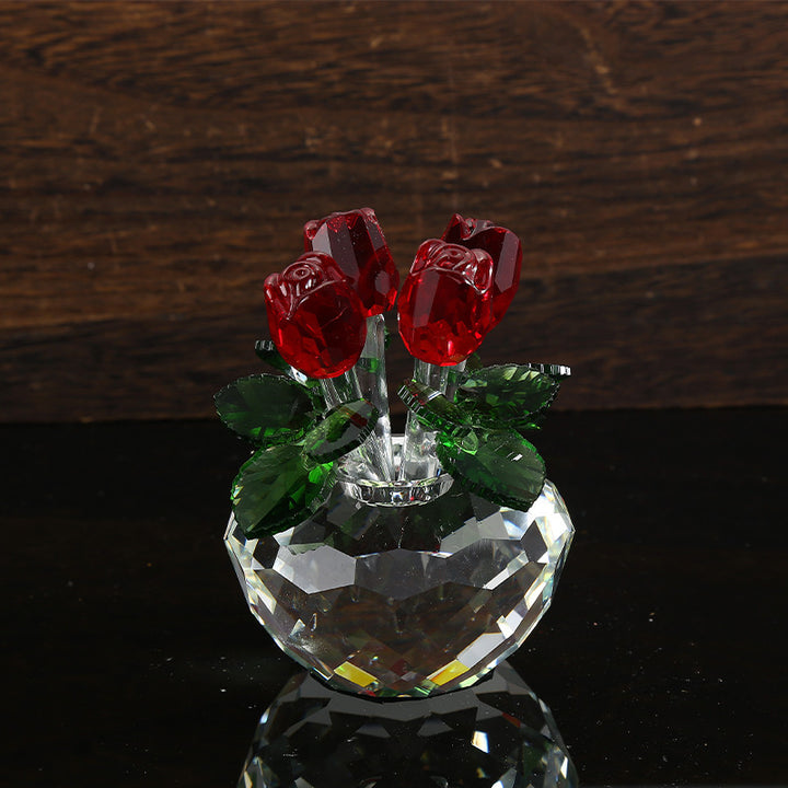 Colorful Crystal Rose Ornaments Home Decoration Crafts