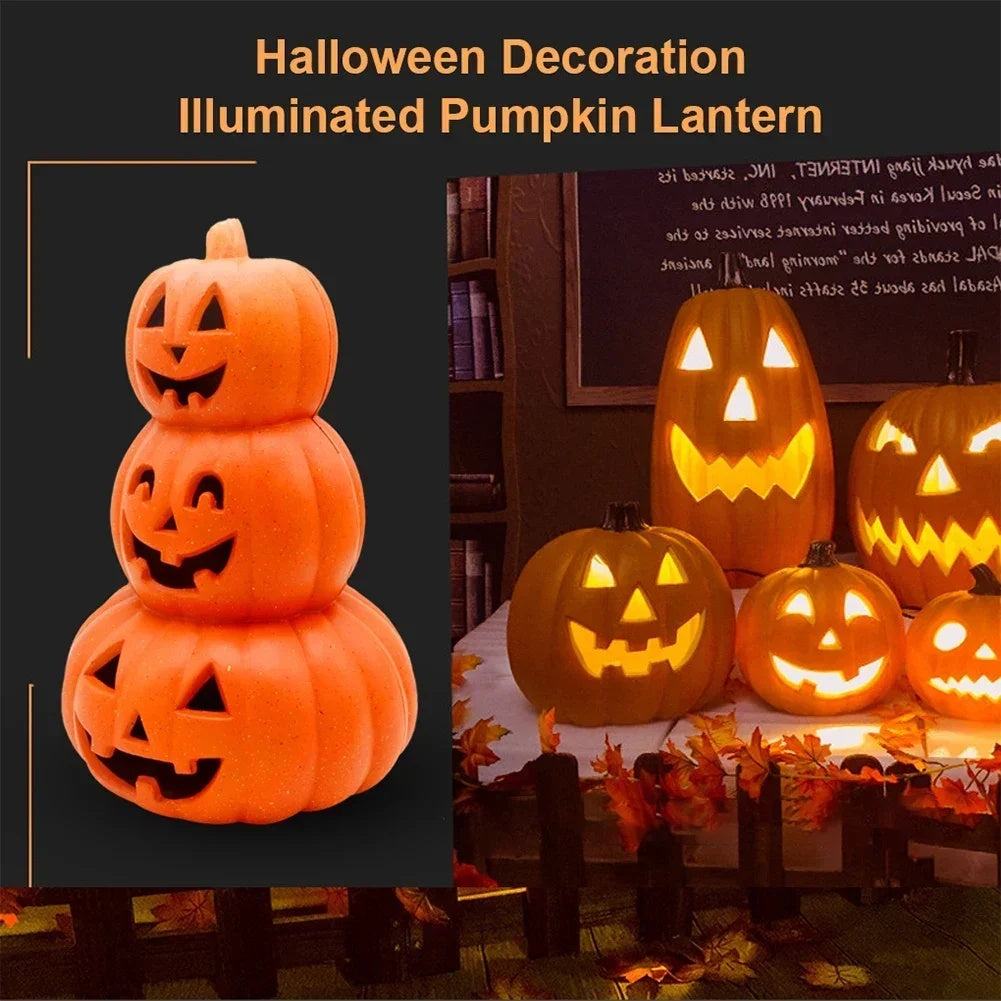 LED Pumpkin Lamp Lantern Decor Spoof Ghost Face Pumpkin Light Halloween Theme Party Home Indoor Outdoor Yard Garden Decoration