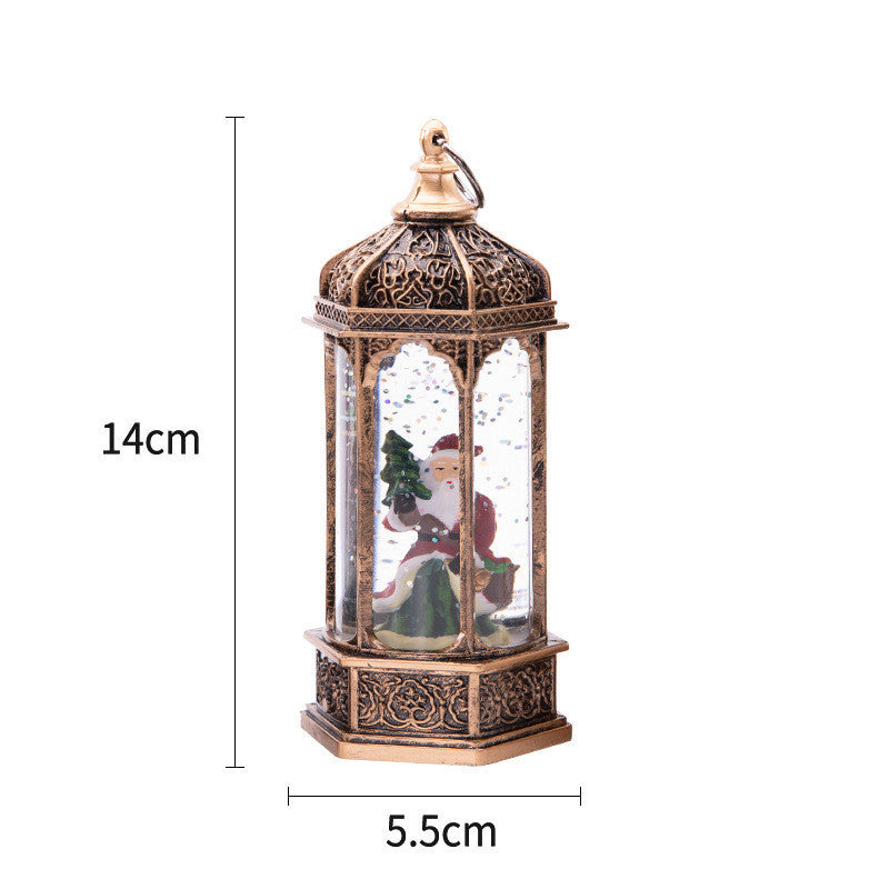 Christmas Decoration Small Oil Lamp Christmas Retro Interior View Hexagonal Lantern