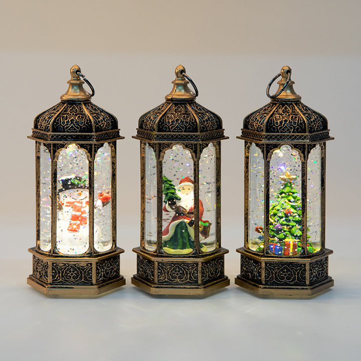 Christmas Decoration Small Oil Lamp Christmas Retro Interior View Hexagonal Lantern