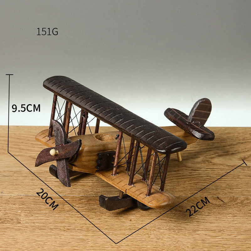 Retro Wooden Airplane Decoration Creative Home Desktop