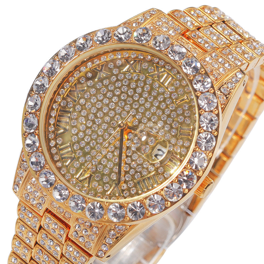 Full diamond waterproof quartz watch