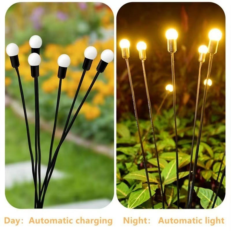 Dual-mode Outdoor Solar Pneumatic Courtyard Garden Atmosphere Lawn Breathing FireFly Ground Plug Lamp