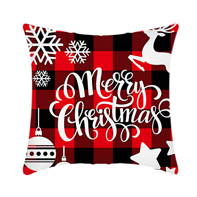 Merry Christmas Cushion Cover 45cm Elk Santa Claus Short Plush Sofa Pillow Cover Home Decor Pillowcase Christmas Decoration