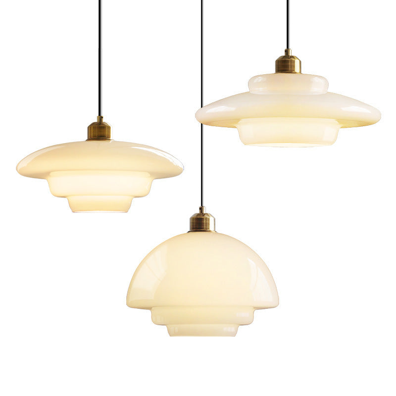 Modern Minimalist Lamps Creative Cream Style White Glass Chandelier