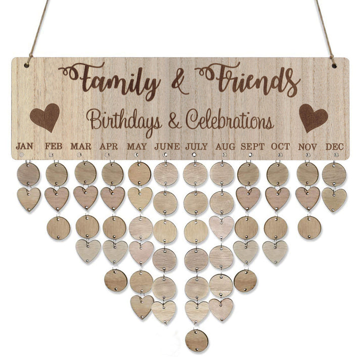 Wooden Calendar Birthday Party Home Decoration Pendant