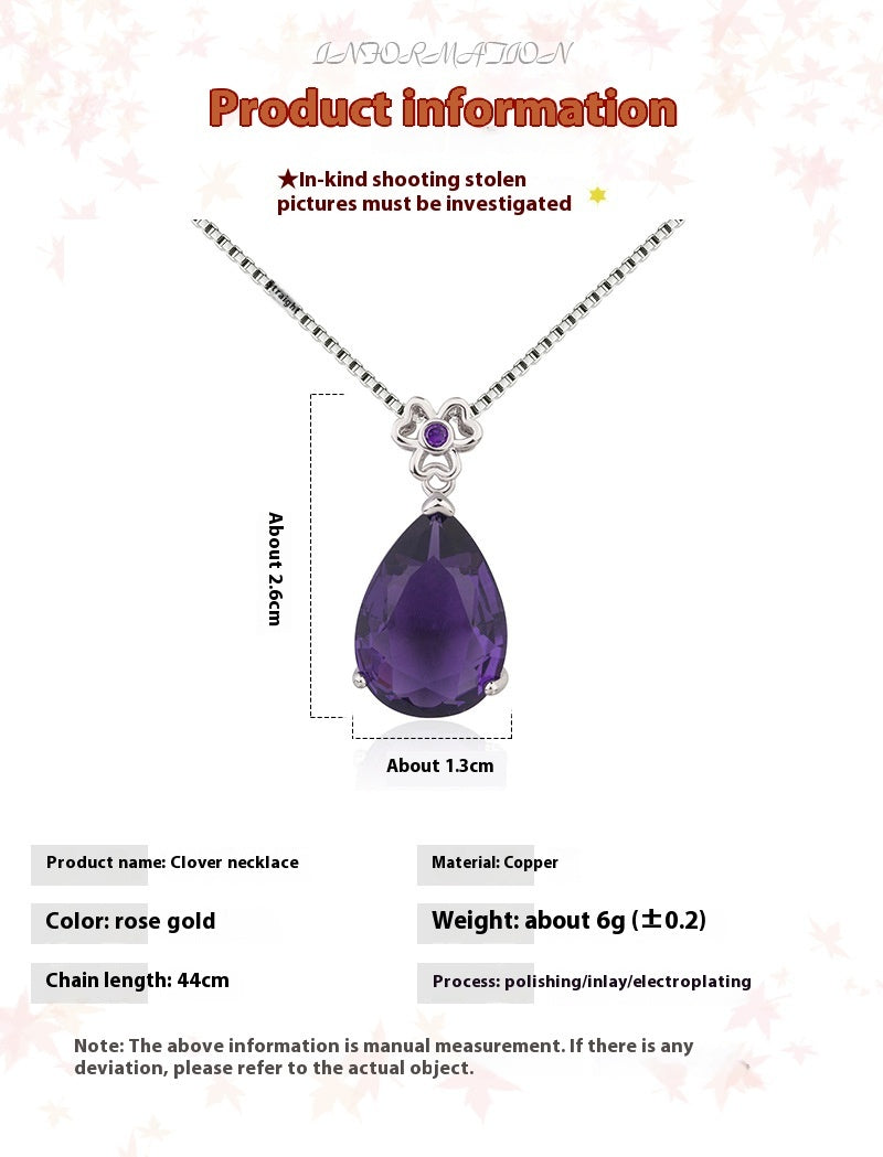 Women's Drop-shaped Amethyst Necklace Jewelry Gift