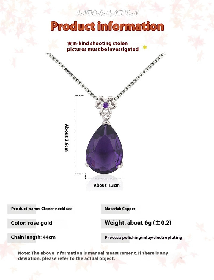 Women's Drop-shaped Amethyst Necklace Jewelry Gift