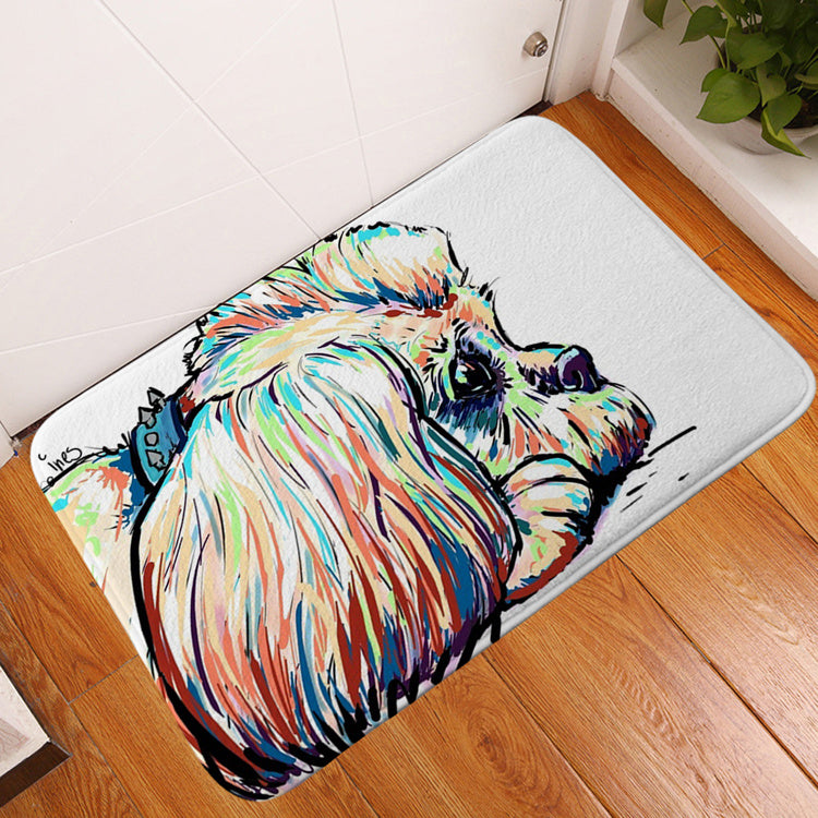 Pet dog flannel floor mat door mat printing foot mat anti-slip mat carpet