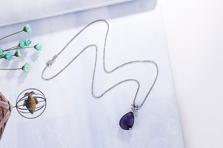 Women's Drop-shaped Amethyst Necklace Jewelry Gift