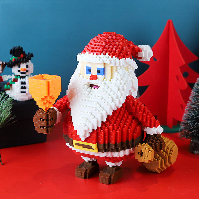 Micro Mini Blocks Father Christmas Sets Model Bricks Building Kits Kids Toys Diamond Santa Claus Tree House Snowman Snowman