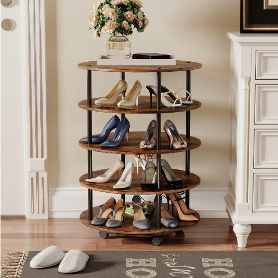 5-tier Round Wheeled Swivel Shoe Rack