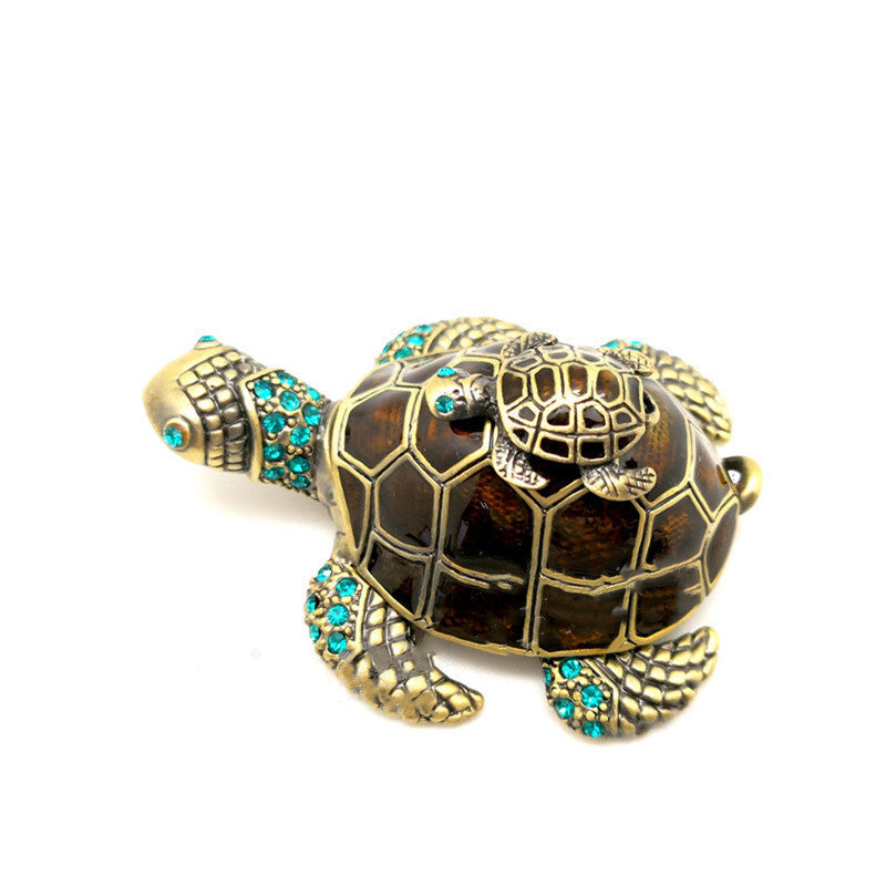 Turtle alloy enamel jewelry box