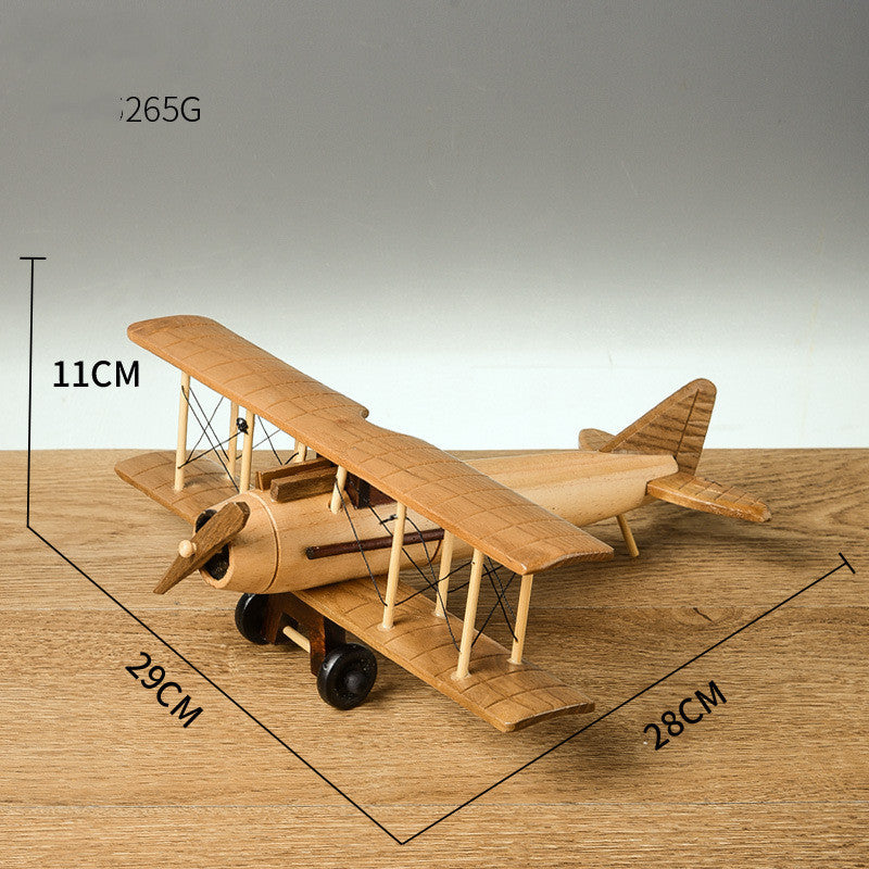 Retro Wooden Airplane Decoration Creative Home Desktop