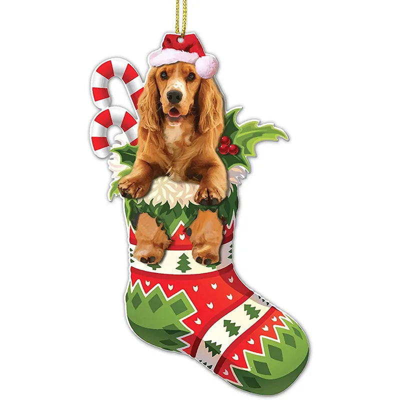 Christmas Stockings Christmas Tree Decorative Socks Dog Pendant Creative Cute