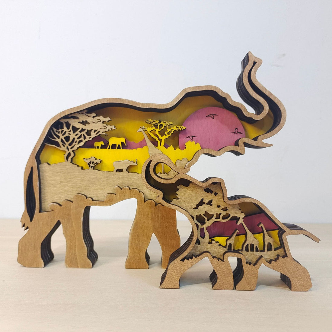 New Wooden Carved Elephant Creative Home Decoration