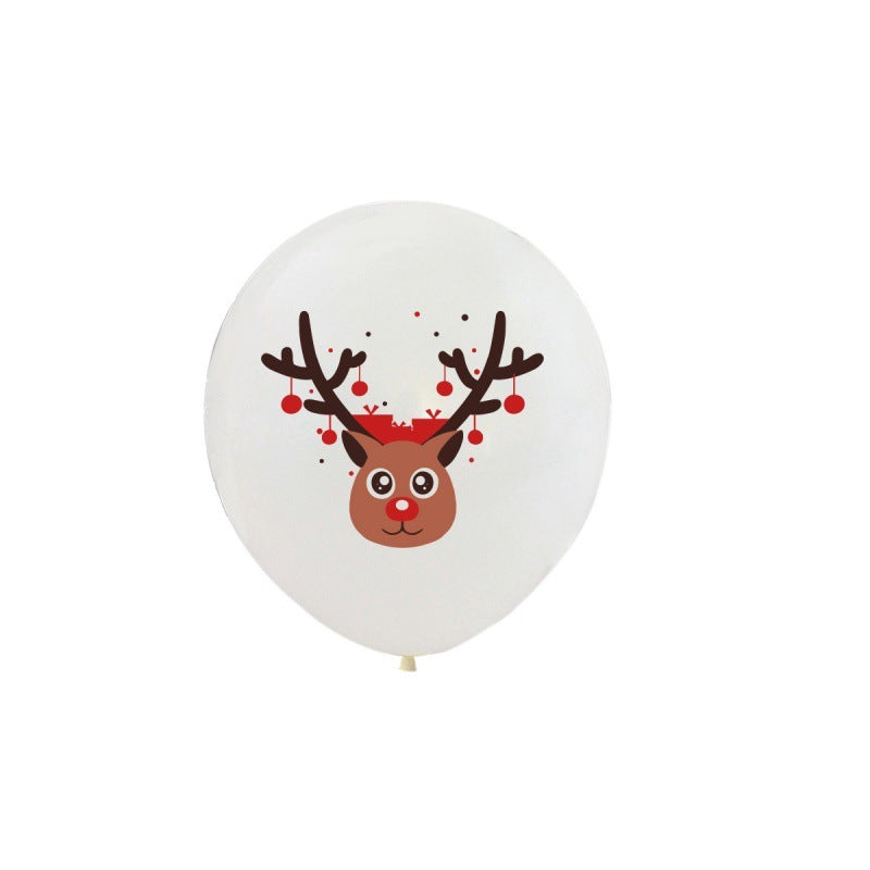 New Christmas Theme 12-inch Latex Printed Balloon Elk Santa Claus Home Store Christmas Decoration