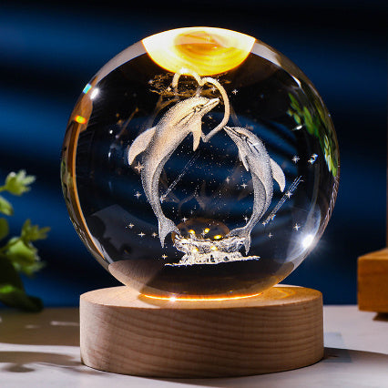 3D Constellation Crystal Ball Night Light Laser Engraved Birthday Gift Glass Sphere Home Desktop Decoration With Wooden USB Base