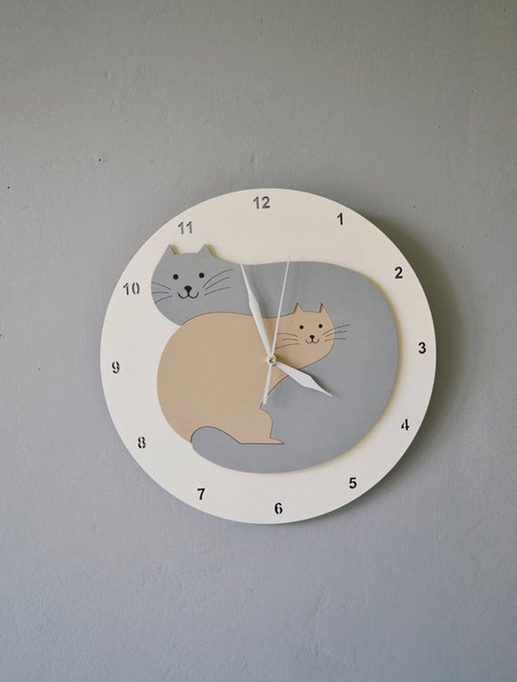 Cute Cartoon Kitten Wall Clock Home Decoration