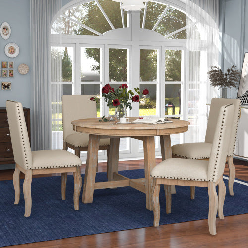 5-piece Farmhouse Wooden Dining Table Set