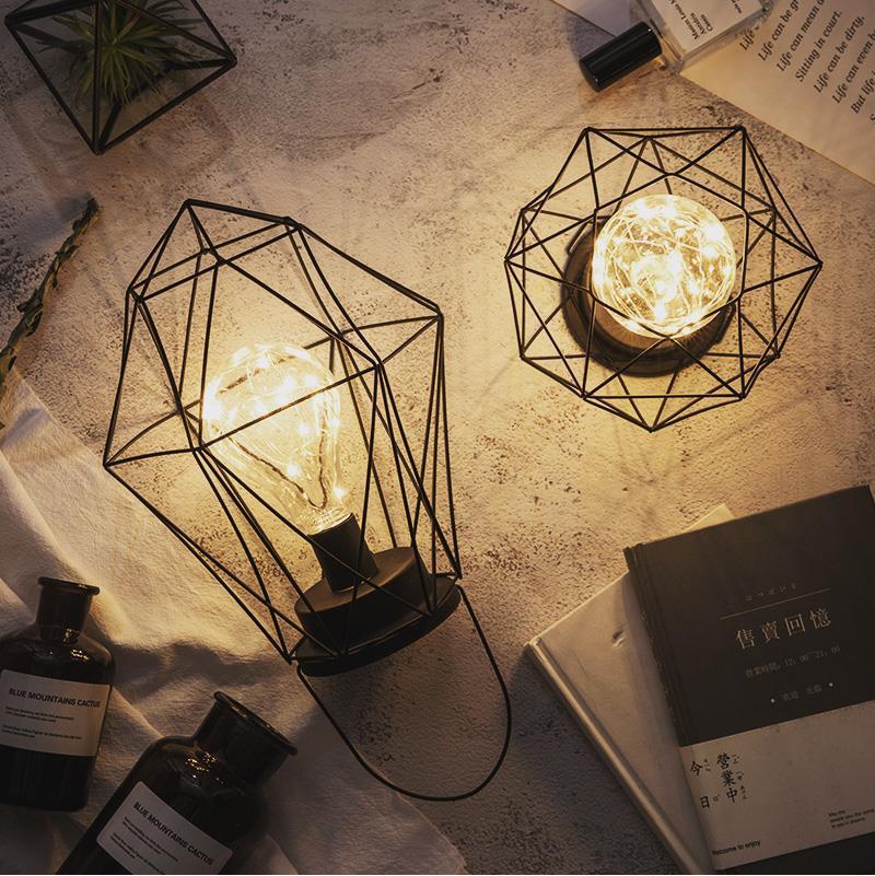 Wrought Iron Geometric Table Lamp Home Decoration