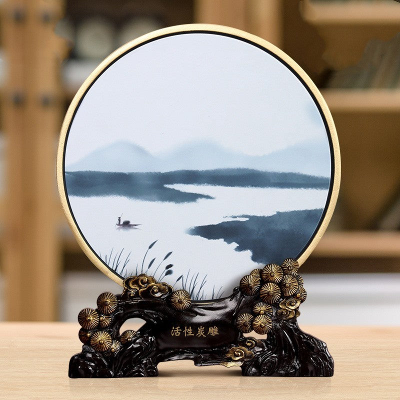 Decoration Artifact Zen Landscape Home Decoration Antique Frame Living Room Porch Ancient Style Decoration