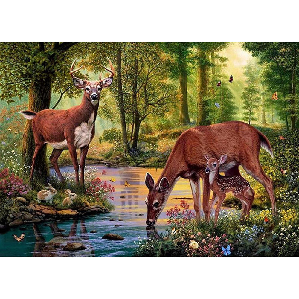 Forest Deer Theme Diamond Painting Full 5D Embroidery DIY Square Animal Mosaic Rhinestone Picture Home Decoration