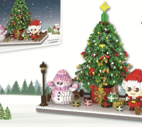 Micro Mini Blocks Father Christmas Sets Model Bricks Building Kits Kids Toys Diamond Santa Claus Tree House Snowman Snowman