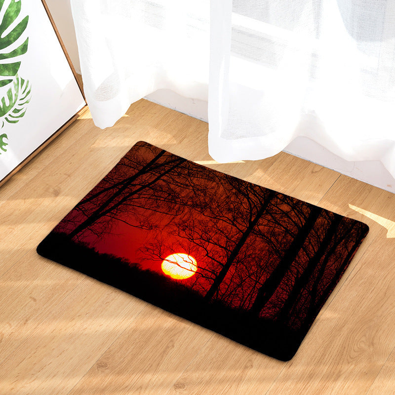 Digital printing flannel floor mat door mat bathroom absorbent non-slip cushion seat cushion carpet