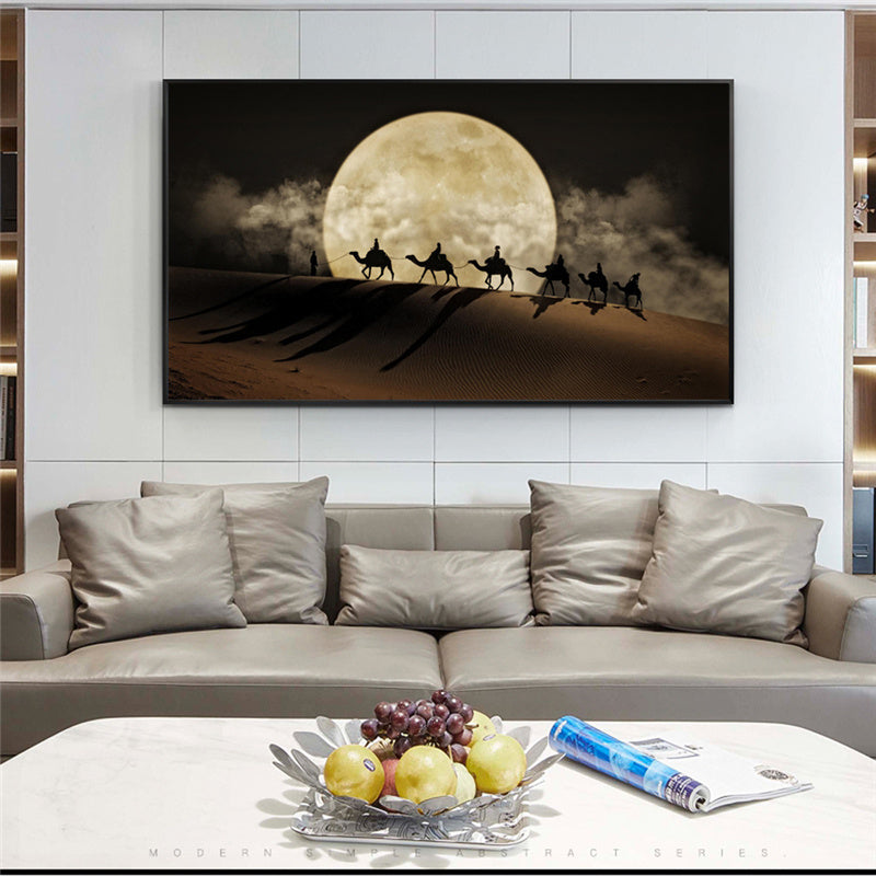 Desert Moon Night Wall Art Poster Canvas Painting