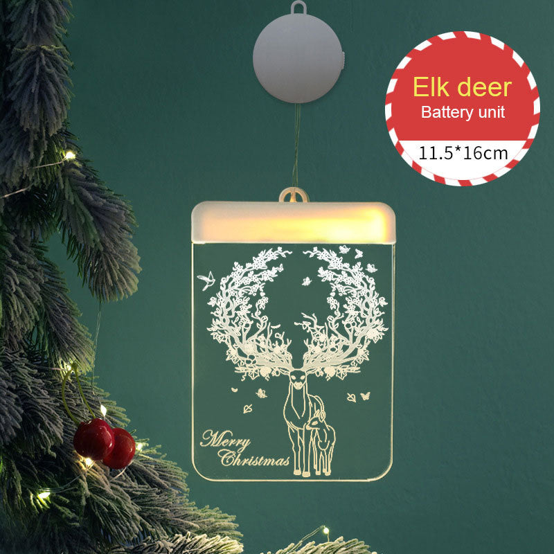 Creativity Christmas Decoration USB Lights LED Battery Lights Bells Elk String Lights 3D Acrylic Board Hanging Lights