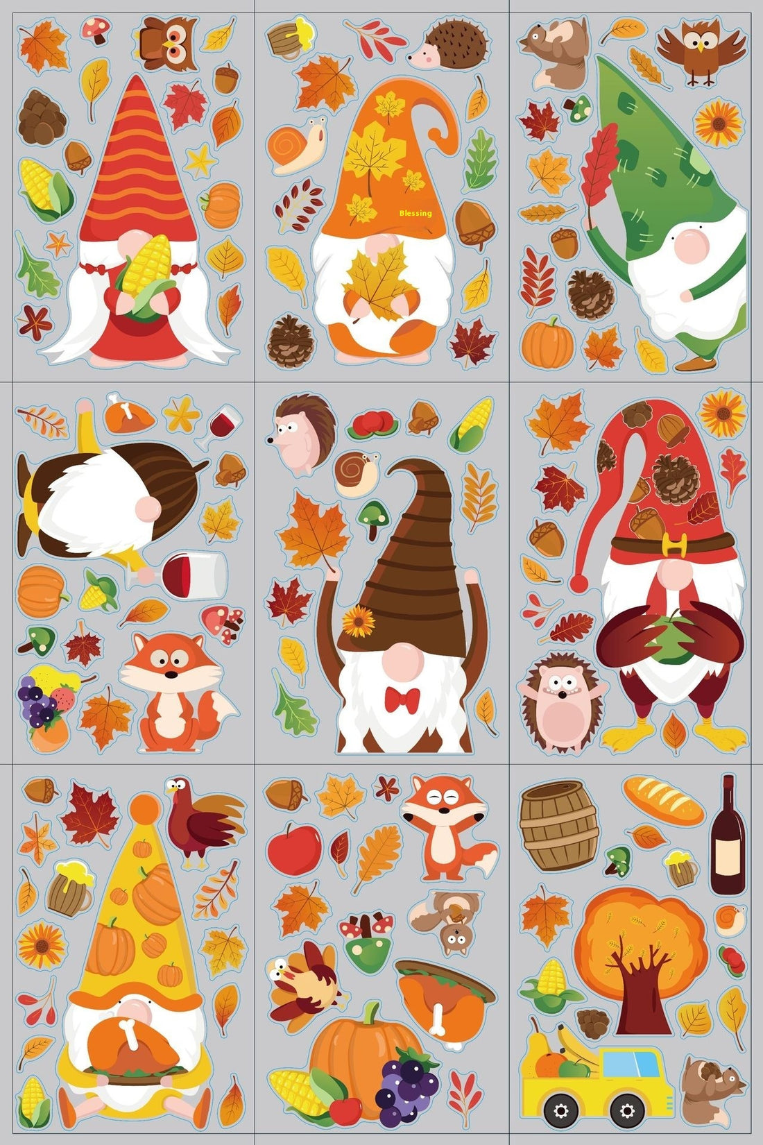 Thanksgiving Window Stickers Party Gathering Static