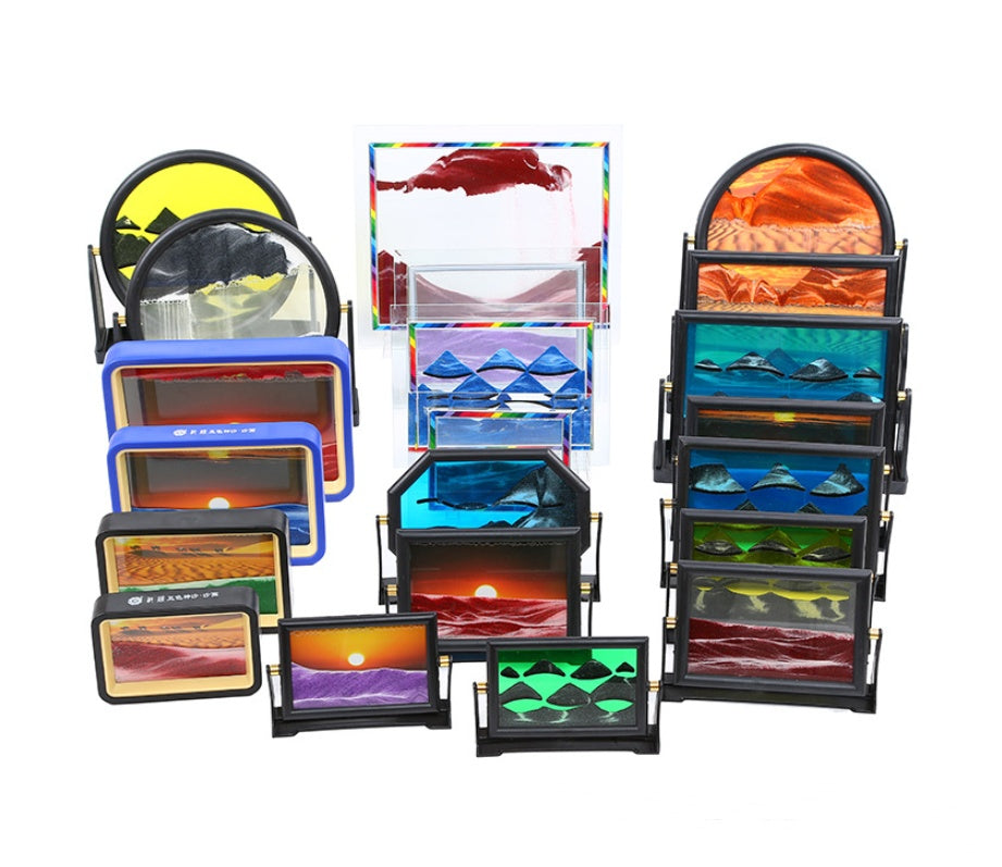 Best selling boutique round 3d desert landscape series glass sand painting home decoration crafts custom wholesale