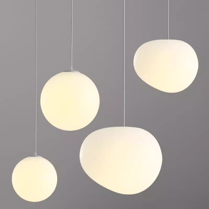 Simple Milky White Pebble Chandelier Restaurant Window Shop Light