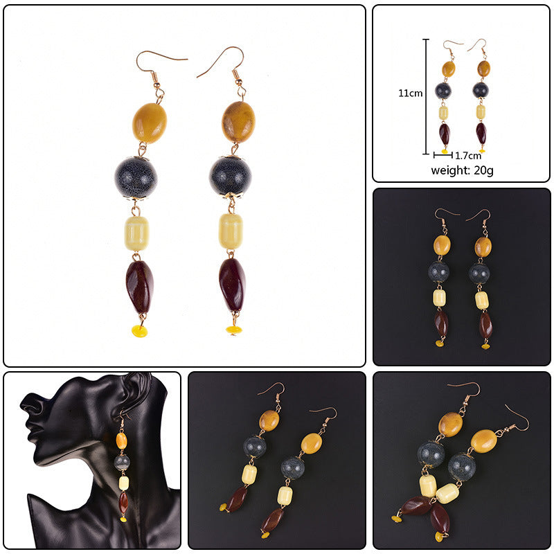 Foreign Trade Hot New Product Earrings  Handmade Pottery Bead Tassel Earrings