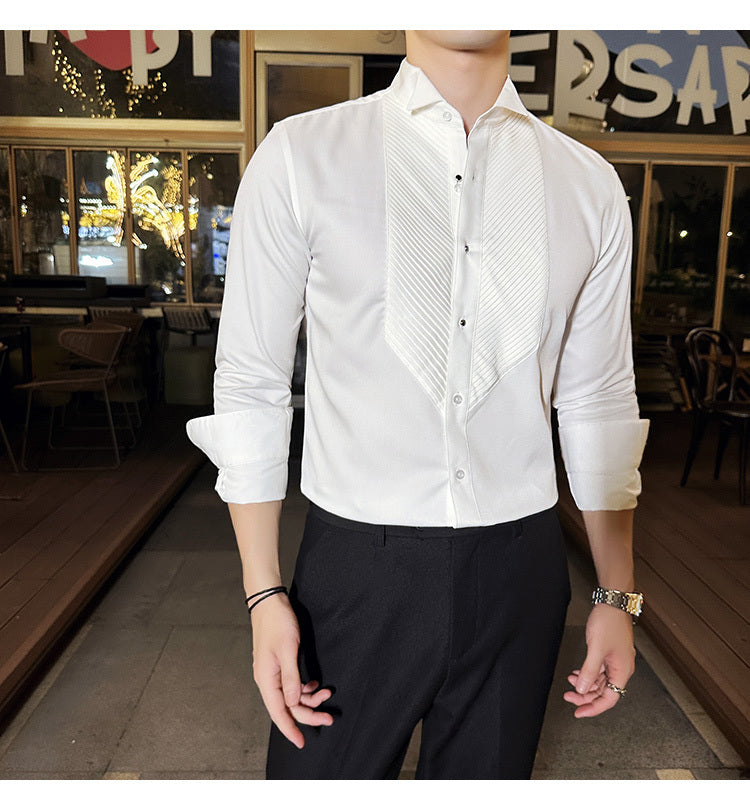 Slim-fit Men's Wedding Dress Banquet Performance Shirt