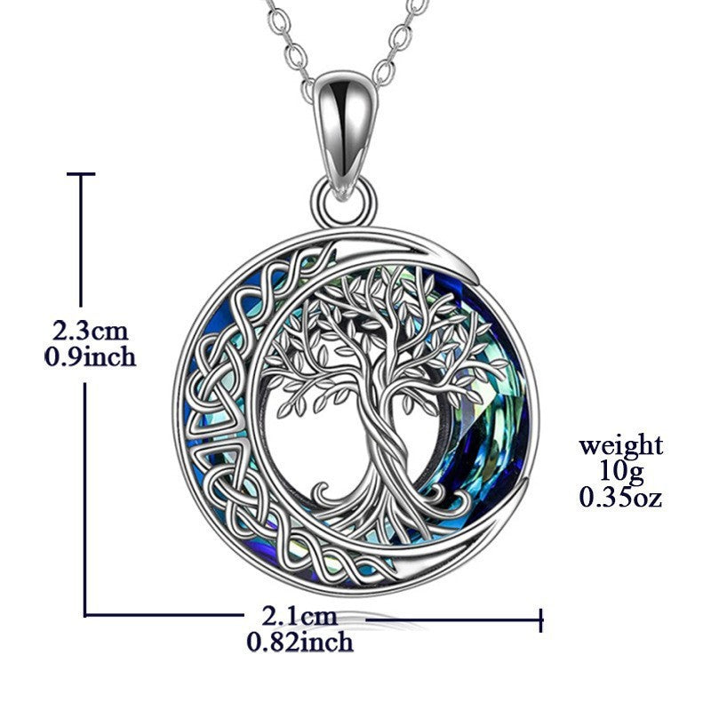 Cross-border New Arrival Crystal Tree Of Life Pendant Moon Tree Necklace