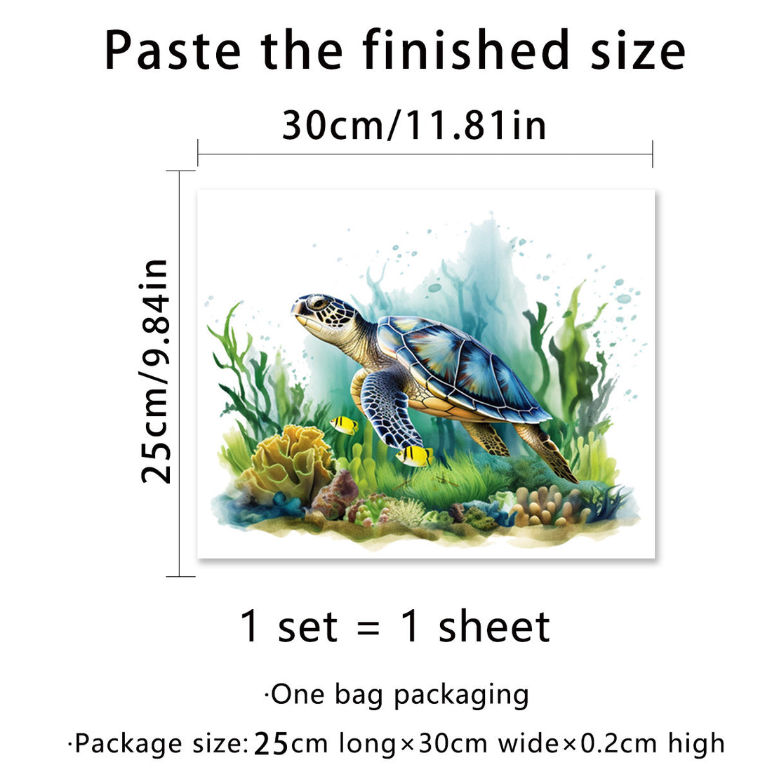 Sea World Sea Turtle Aquatic Plants Happy Day Bathroom Bathroom Home Decoration Wall Stickers
