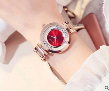 Wheeled rhinestone watch quartz dial watch fashion temperament female watch ladies belt