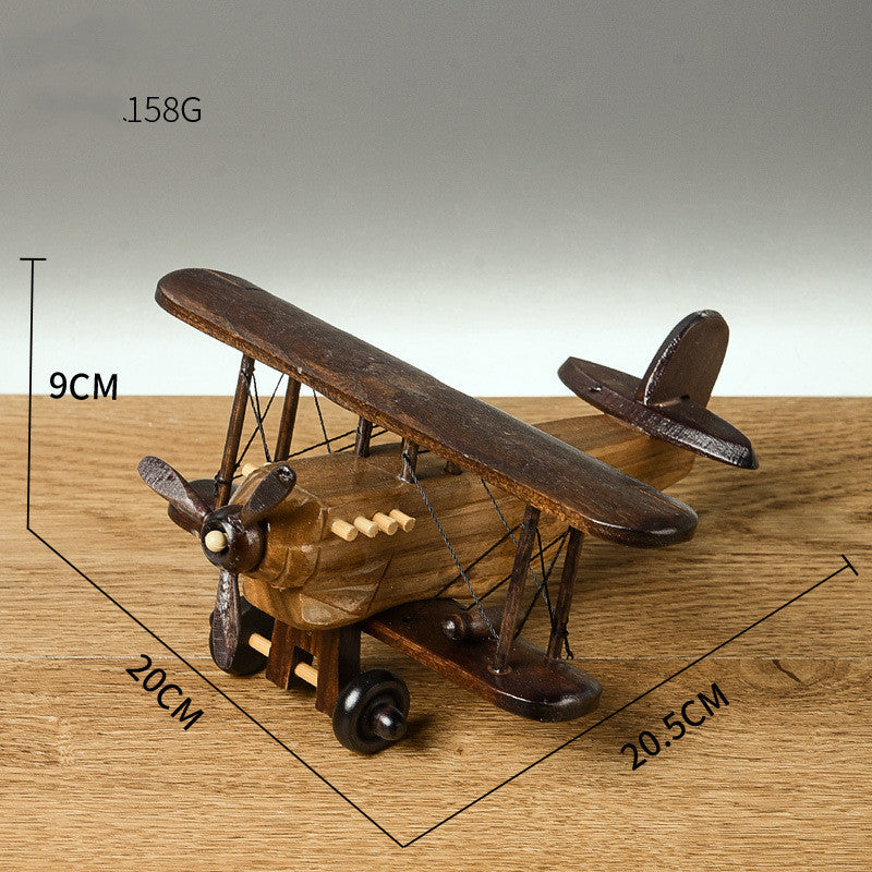 Retro Wooden Airplane Decoration Creative Home Desktop