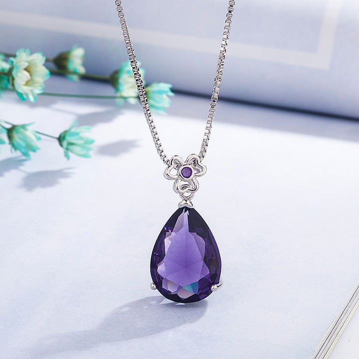 Women's Drop-shaped Amethyst Necklace Jewelry Gift