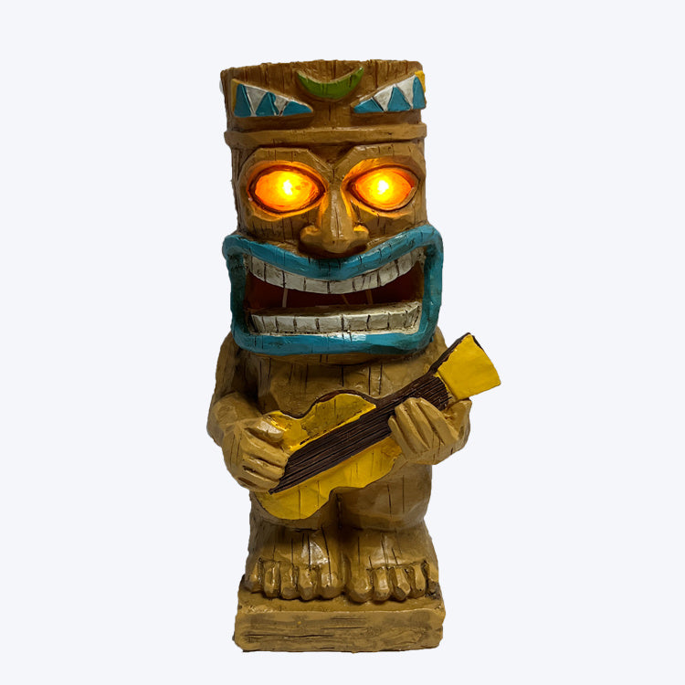 Drum Tiki Solar Light For Home And Outdoor Decor, Drum Tiki Solar Powered Flickering LED Garden Light Backyard Bongo Tiki Halloween Decoration