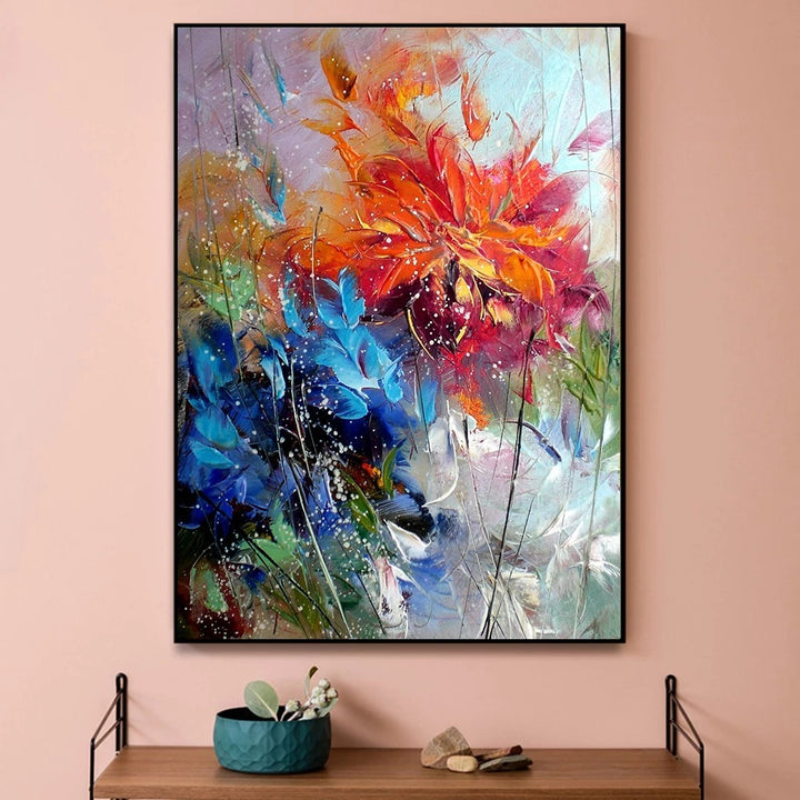 Abstract Watercolor Blue Organge Flower Canvas Canvas Painting Wall Posters And Printing Pictures Art Home Room Decoration