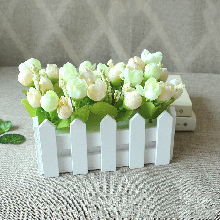 Wooden fence simulation flower set decoration home