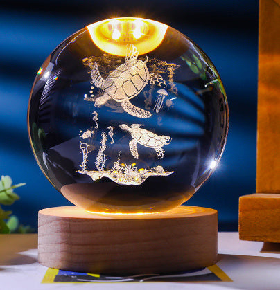 3D Constellation Crystal Ball Night Light Laser Engraved Birthday Gift Glass Sphere Home Desktop Decoration With Wooden USB Base