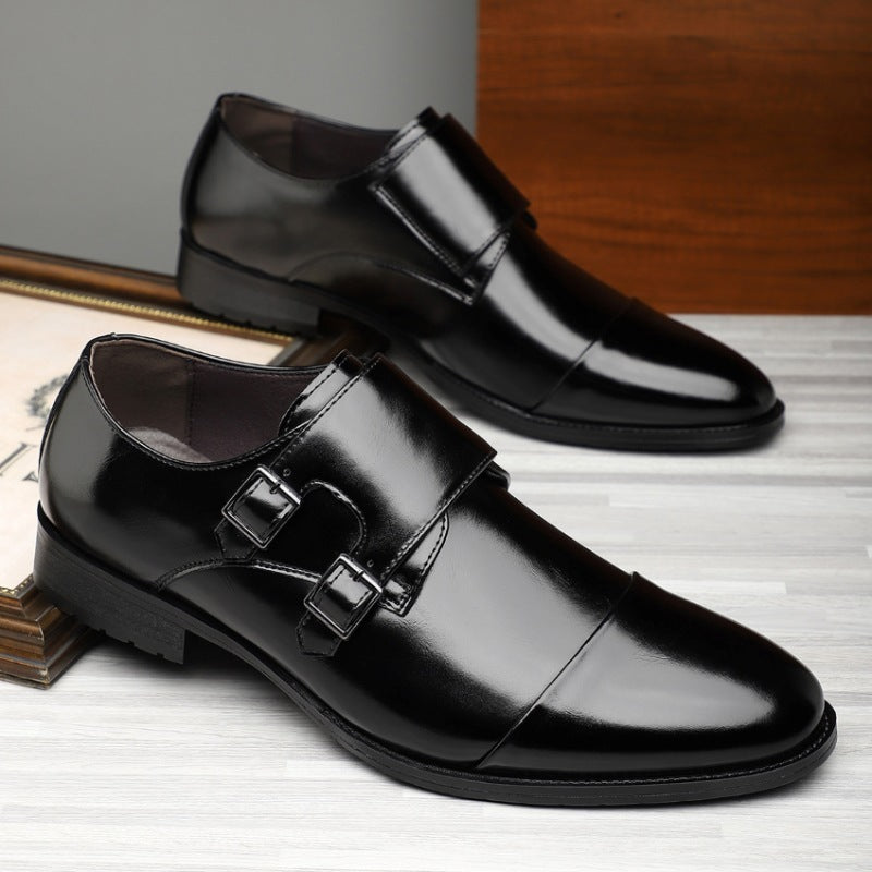 Men's Business Formal Pointed Buckle Leather Shoes