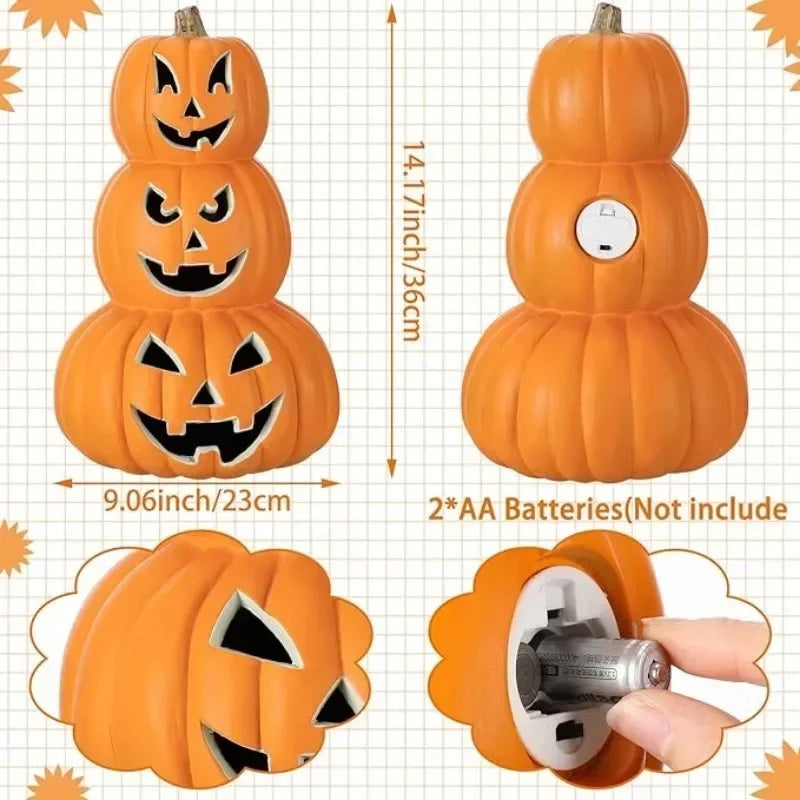 LED Pumpkin Lamp Lantern Decor Spoof Ghost Face Pumpkin Light Halloween Theme Party Home Indoor Outdoor Yard Garden Decoration