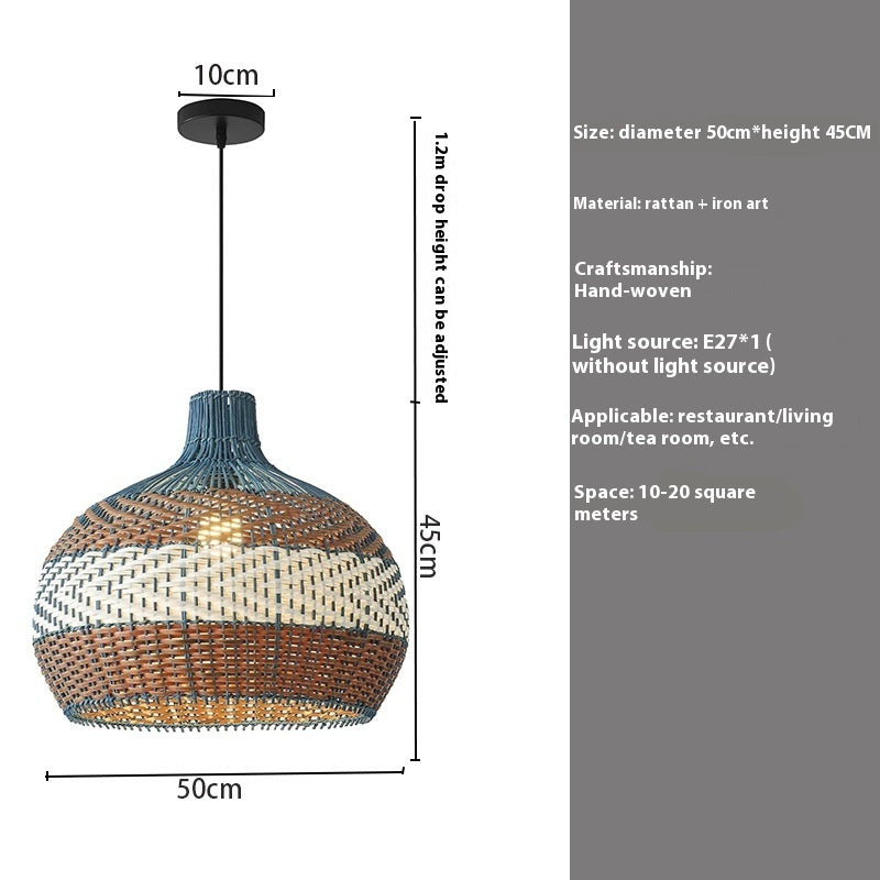 Rattan-weaved Ceiling Lamp Living Room Retro Creative Weaving Chandelier