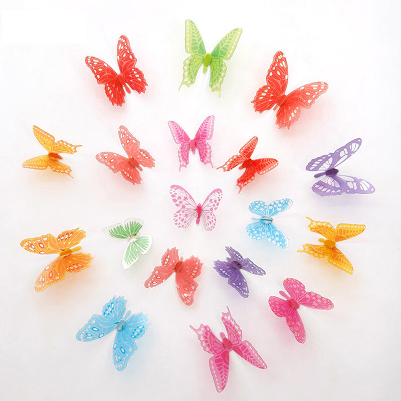 18PCs 3D Crystal Butterfly Wall Stickers OPP Bags Children Living Room Beautiful Butterfly Room Wall Stickers Home Decoration