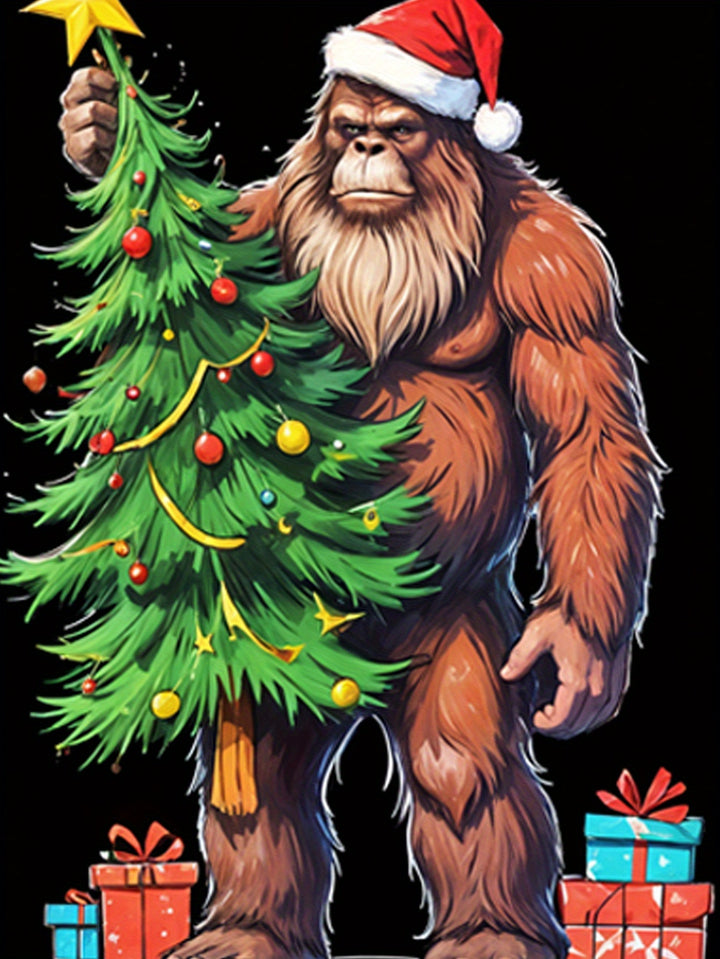 Men's Christmas Bigfoot 3D Printed T-shirt, Casual Round Neck Short Sleeve